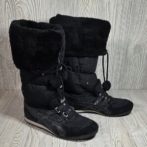 Onitsuka Tiger Snow Heaven Asics Black Winter Sneaker Boots Womens 10 Vintage